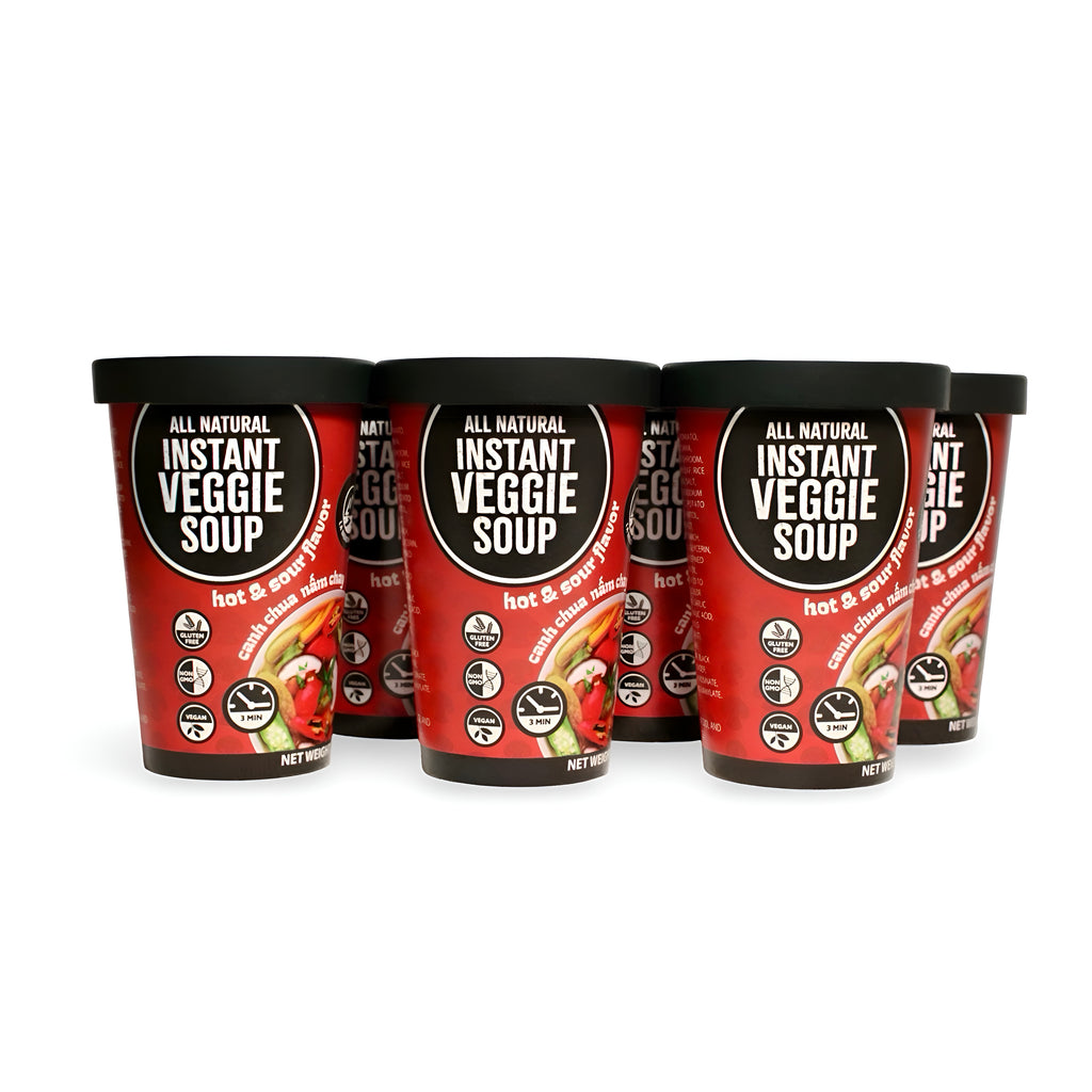 Hot and Sour - Instant Veggie Soup in 6 Count Cup - Canh Chua Nấm Chay
