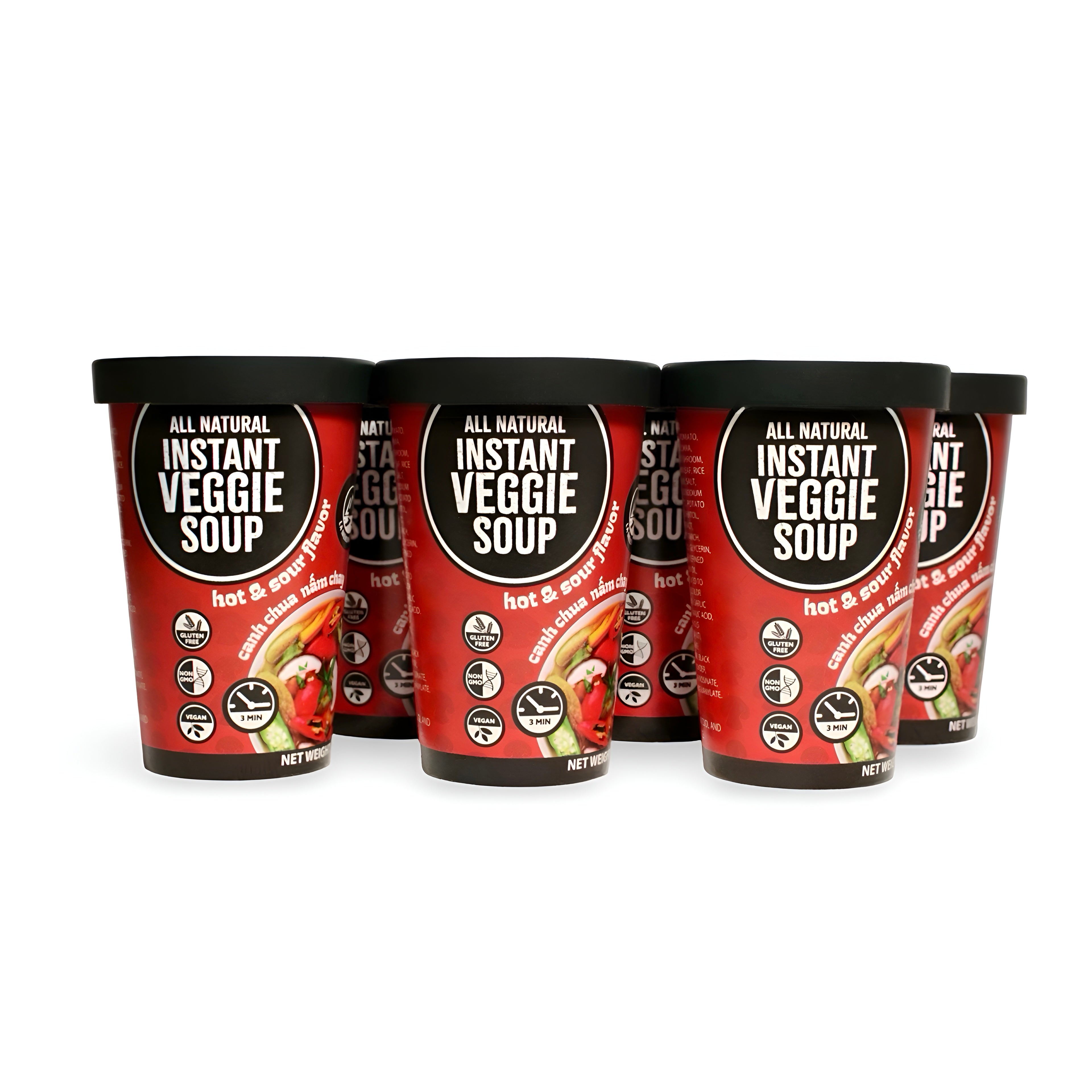 Hot and Sour - Instant Veggie Soup in 6 Count Cup - Canh Chua Nấm Chay