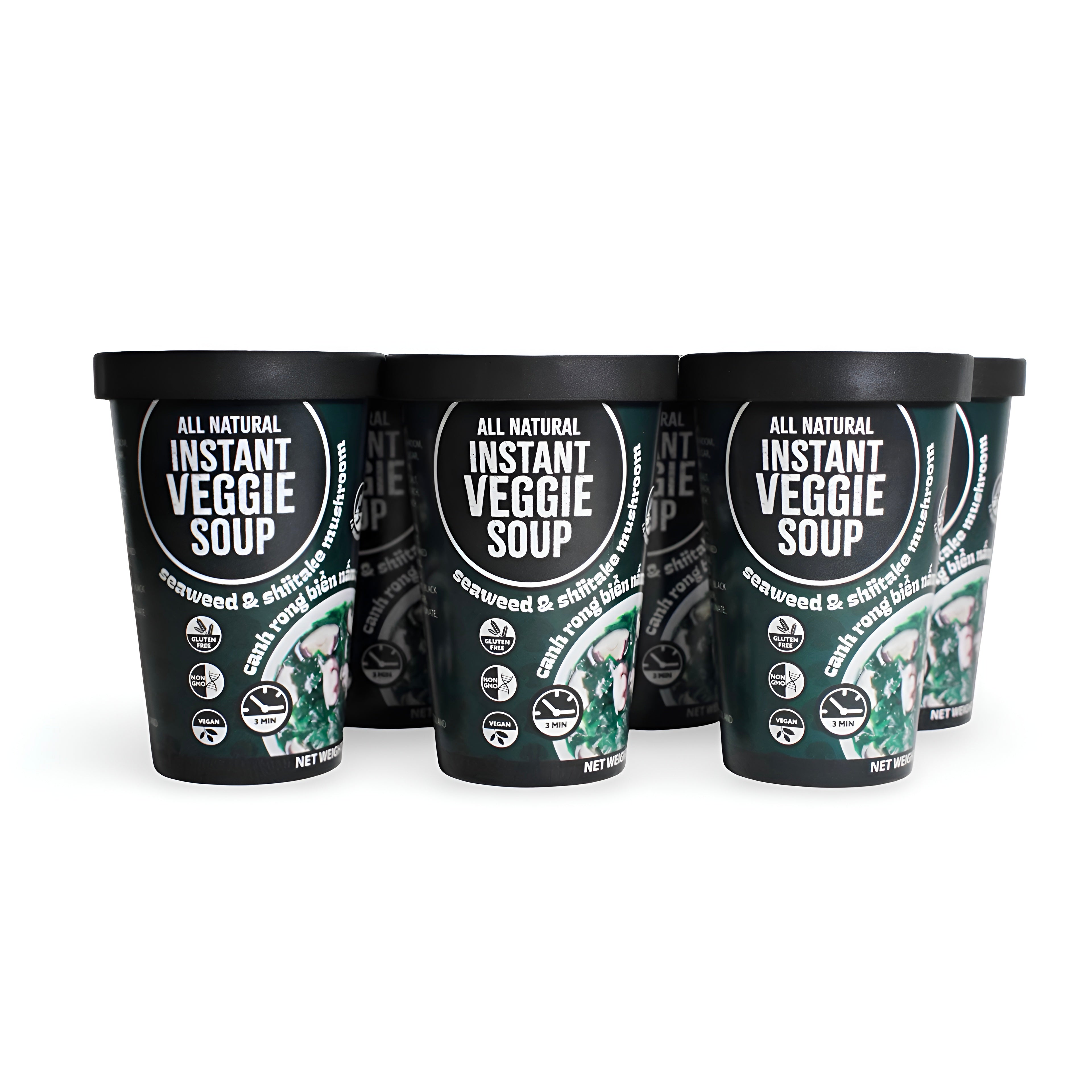Seaweed and Shiitake Mushroom - Instant Veggie Soup in 6 Count Cup - Canh Rong Biển Nấm Chay