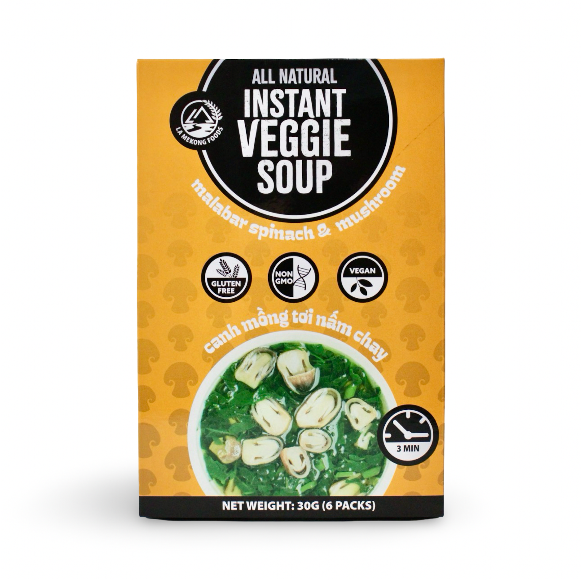 Malabar Spinach and Straw Mushroom - Instant Veggie Soup - Canh Mồng Tơi Nấm Chay