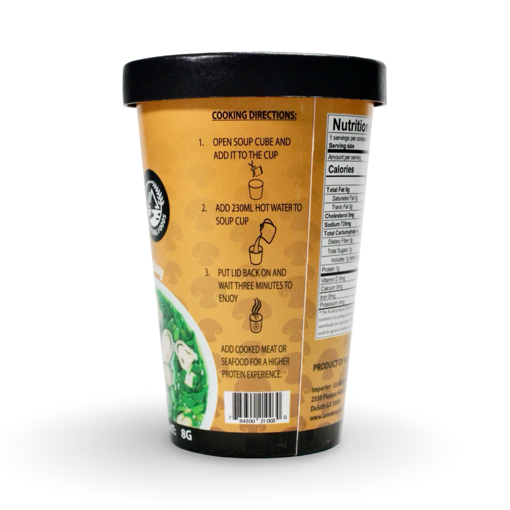 Malabar Spinach and Straw Mushroom - Instant Veggie Soup in a Cup - Canh Mồng Tơi Nấm Chay