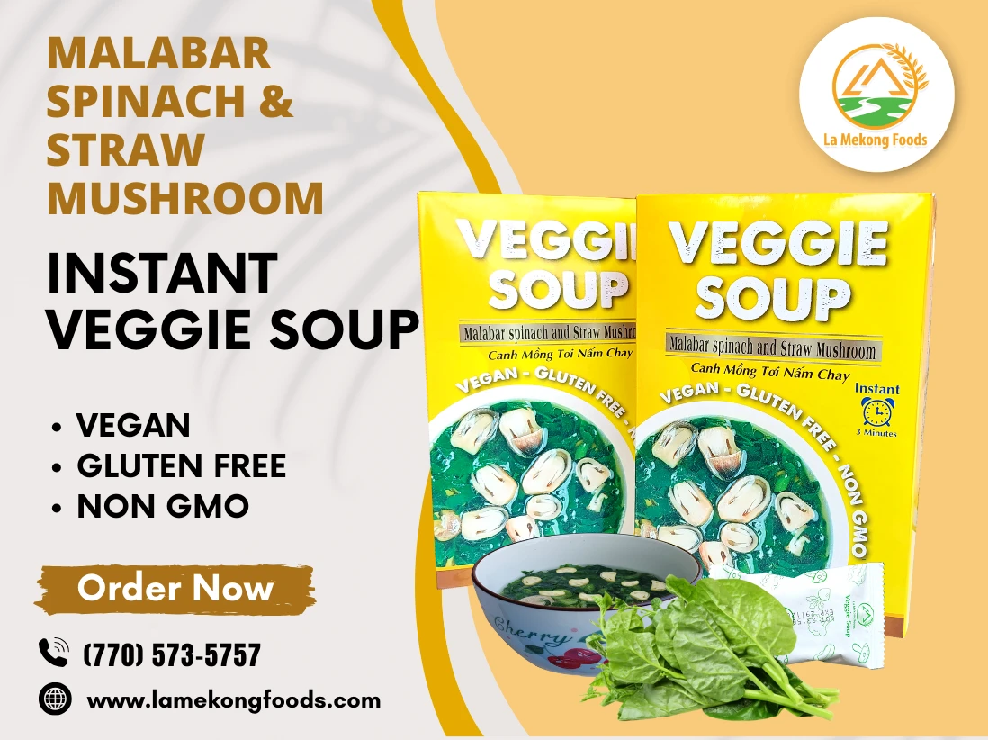 CONVENIENT & NUTRITIOUS MEALS WITH “MALABAR SPINACH & STRAW MUSHROOM” INSTANT VEGGIE SOUP